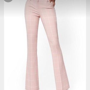 New York and company pink and white checkered boot cut pants